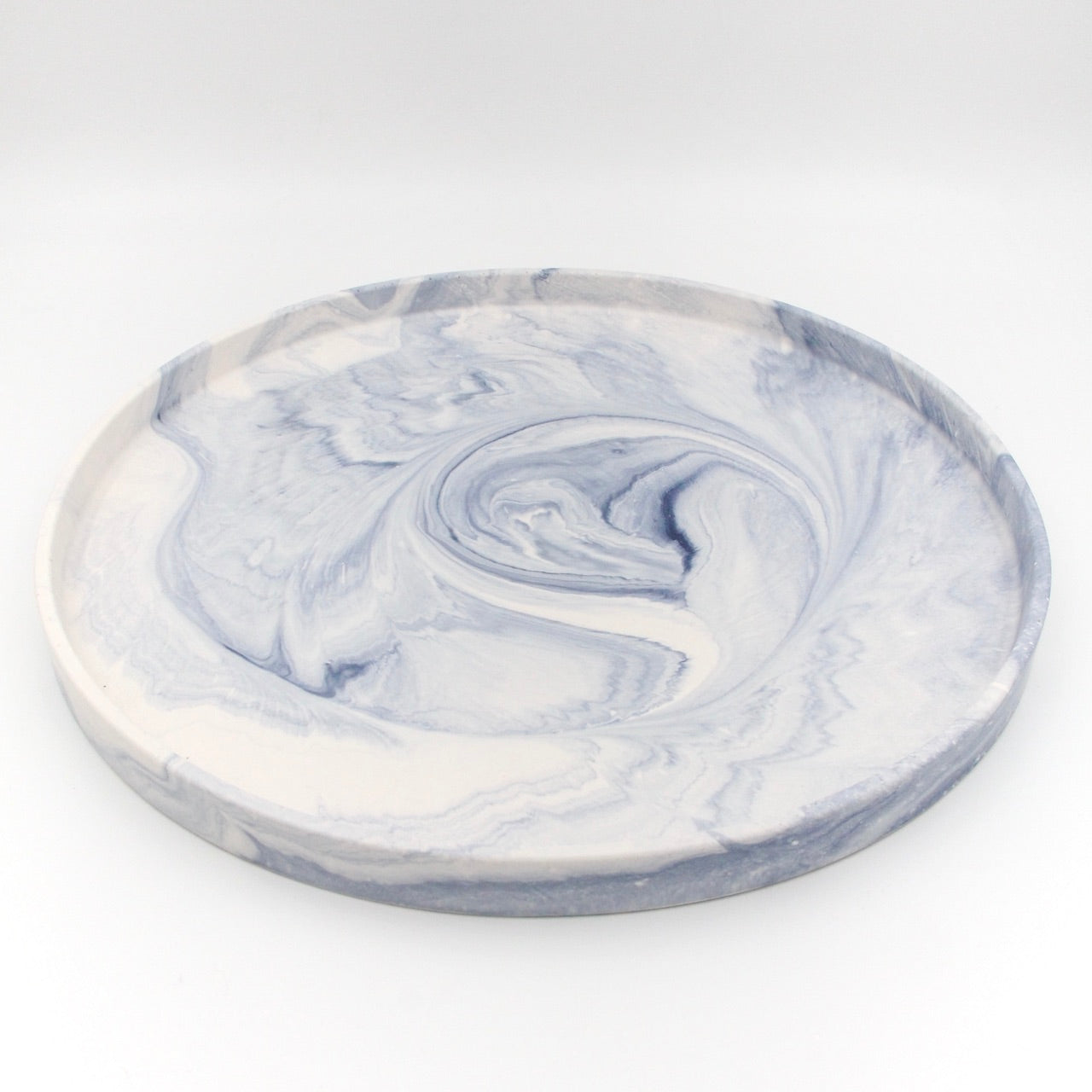 Large Grey Marble-Effect Round Tray