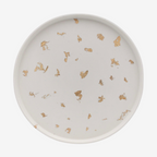 Large Warm Yellow Marble-Effect Round Tray