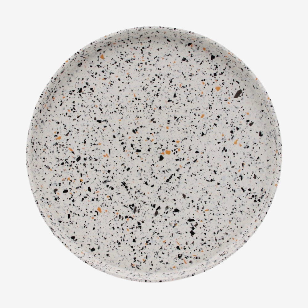 Large Rustic Terrazzo Round Jesmonite Tray