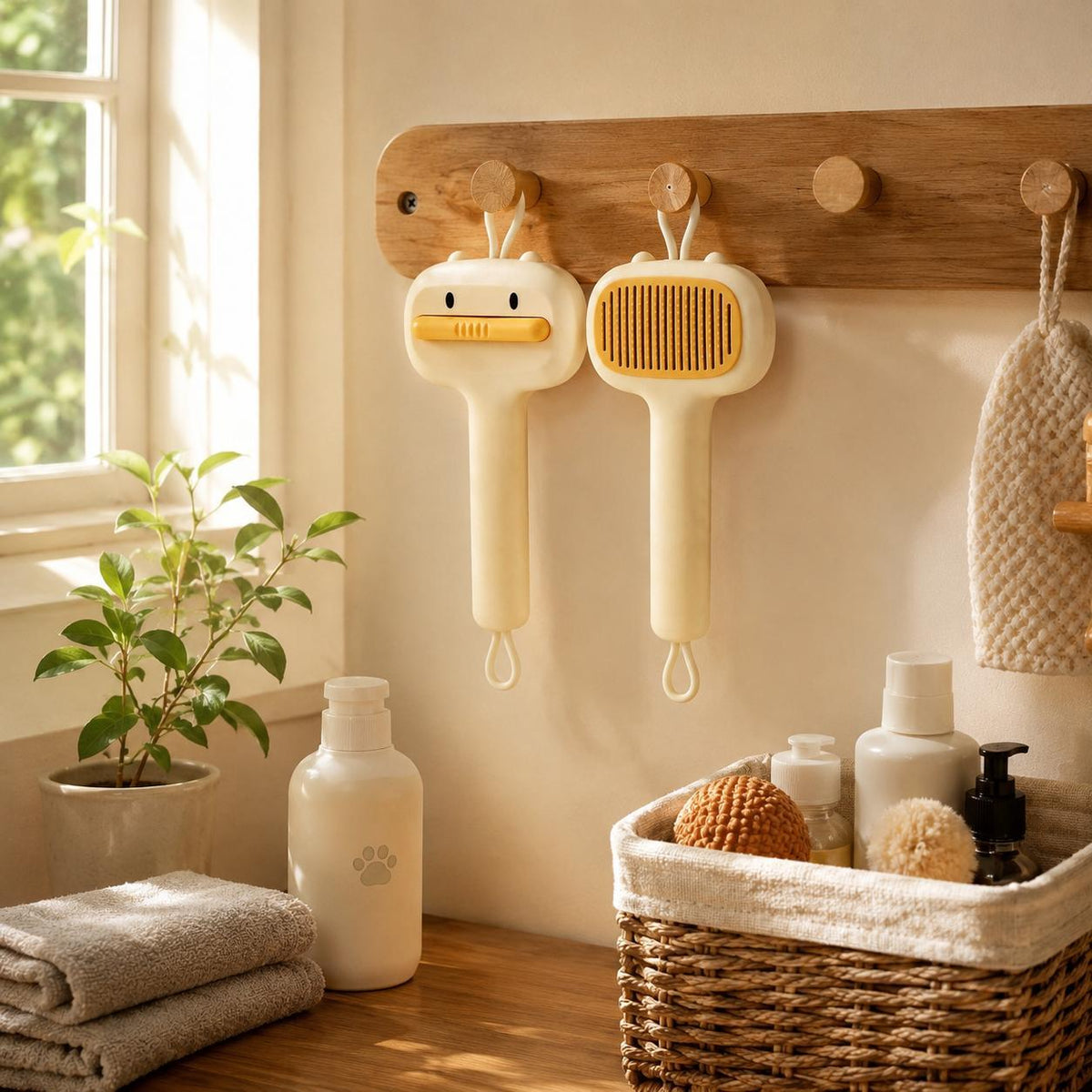 Satsus Duck Brush — Self-Cleaning Slicker for Cats & Dogs