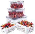 Fridge Organizer — Clear, Stackable, BPA-Free, Produce Saver, Food Storage, Refrigerator Bin
