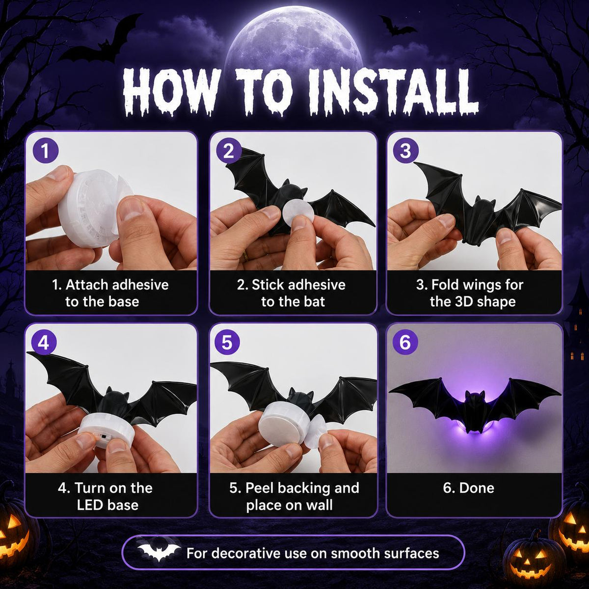 3D LED Flying Bat Wall Decor