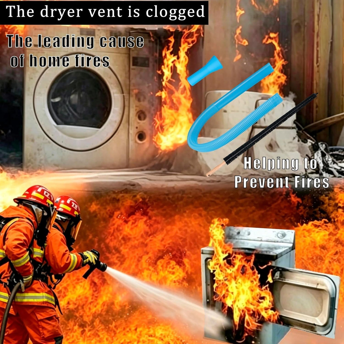 Dryer Vent Cleaner Kit — Flexible, Rotating Brush, Lint Remover, Duct Brush, Extendable, Power Drill Attachment