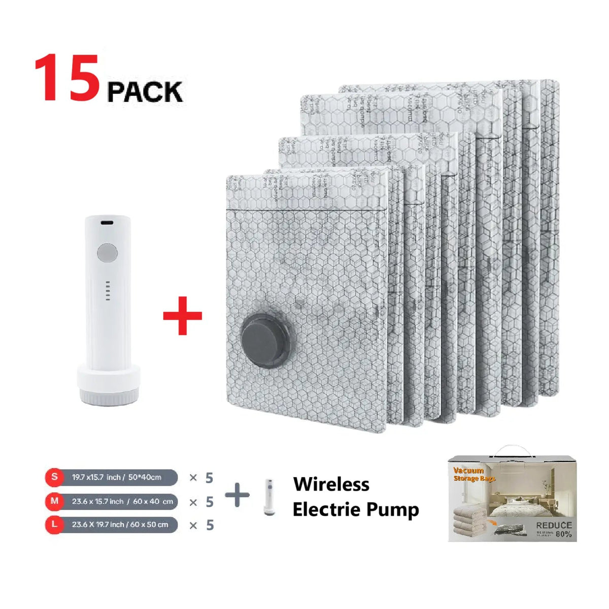 Vacuum Compression Bag — Space Saving, Reusable, Travel, Storage, Closet, Home