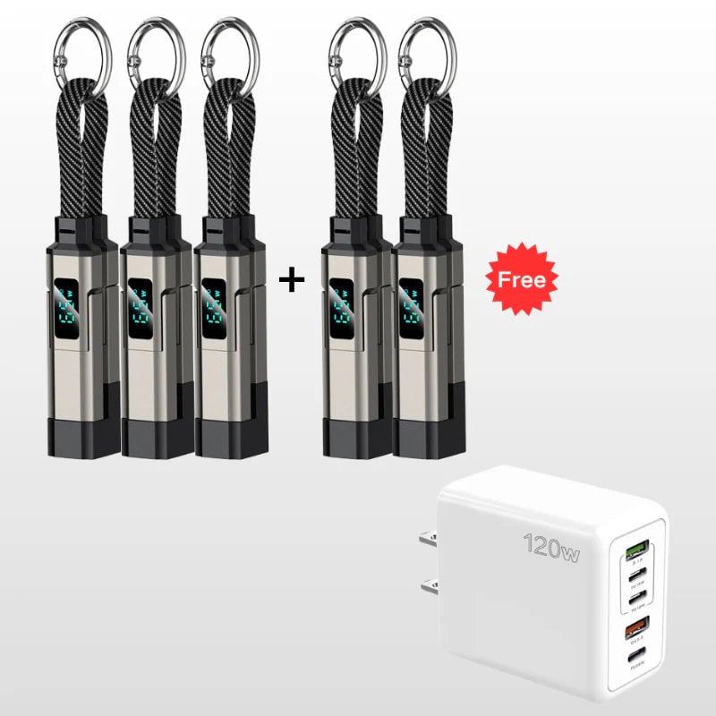 4-in-1 Digital Display Keychain Charging Cable