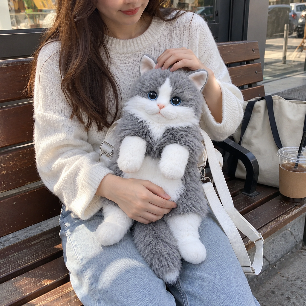 Never Let Go Cat Plush Backpack