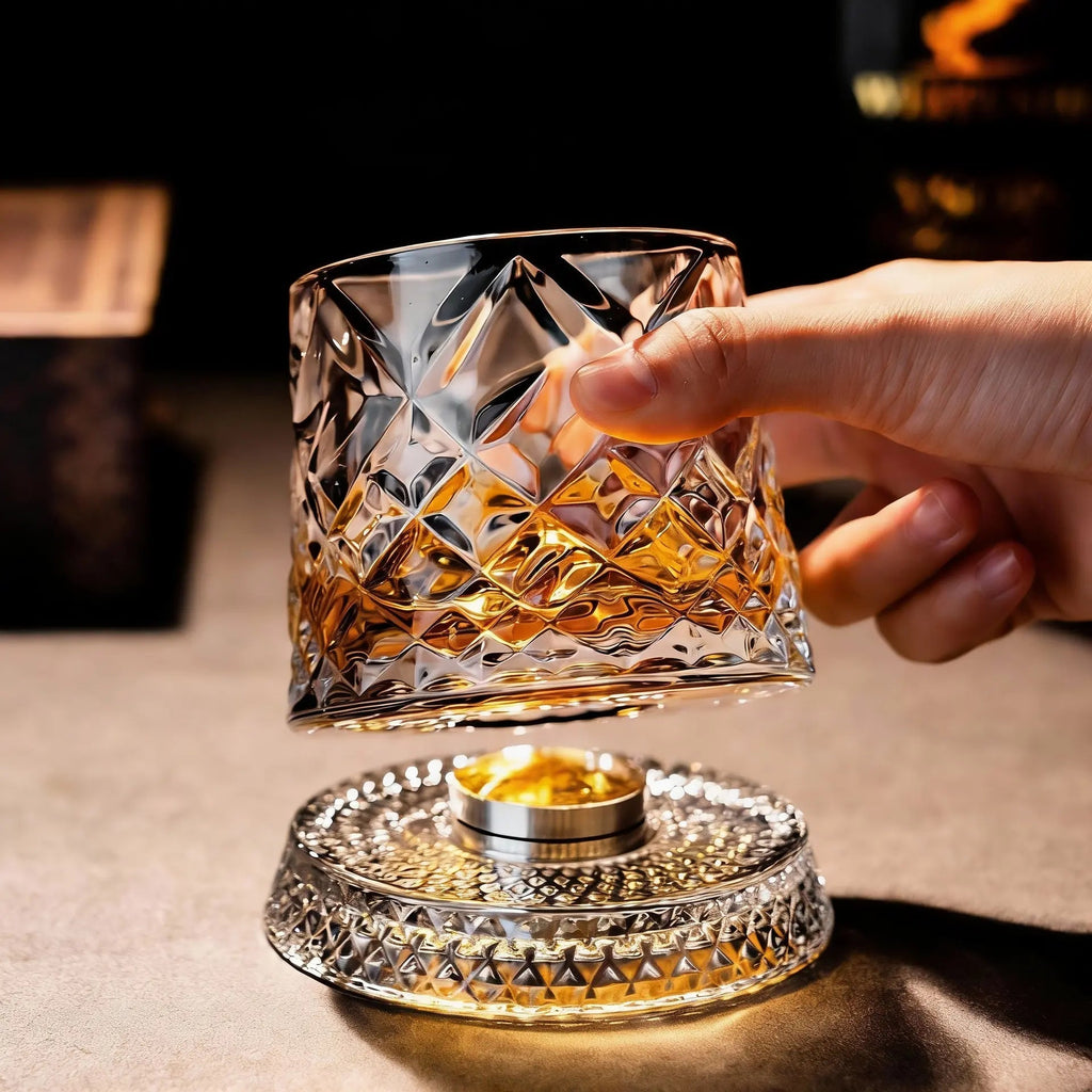 Whiskey Glass — Spinning, Crystal, Elegant, Unique, Modern, Luxury
