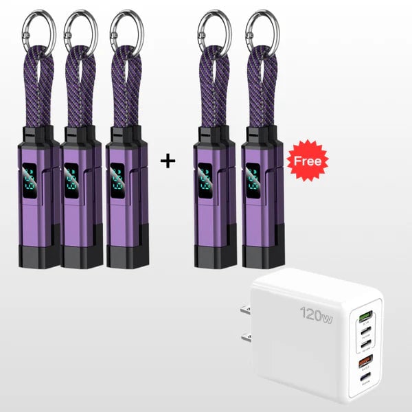 4-in-1 Digital Display Keychain Charging Cable