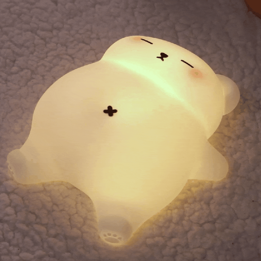 Satsus® Breathing Bear Snuggly  Squishy Silicone Sleeping Companion Sound LED Night Light Perfect Gift