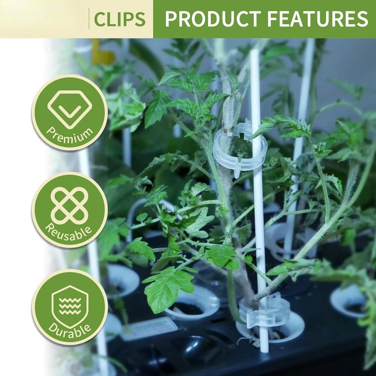 Tomato Clips, Plastic Trellis Clips
