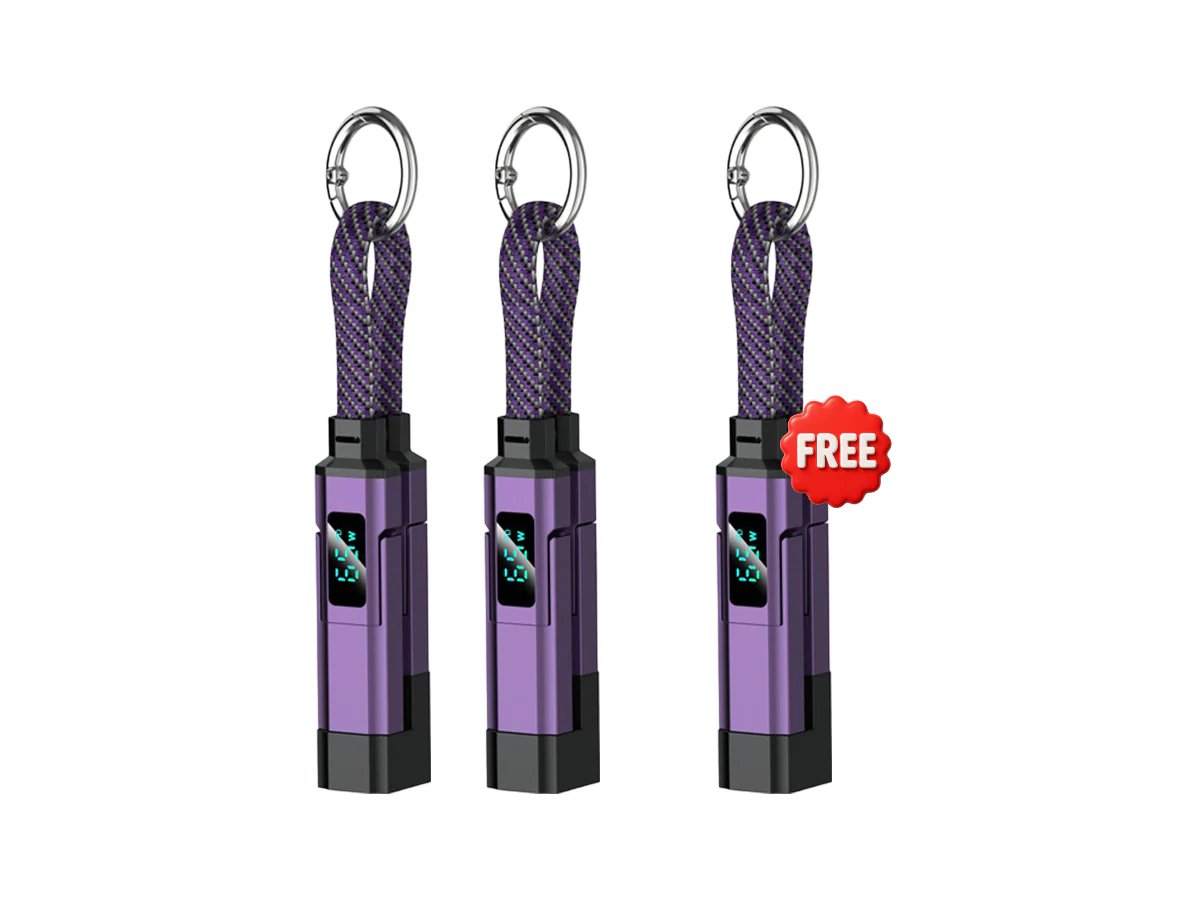 4-in-1 Digital Display Keychain Charging Cable