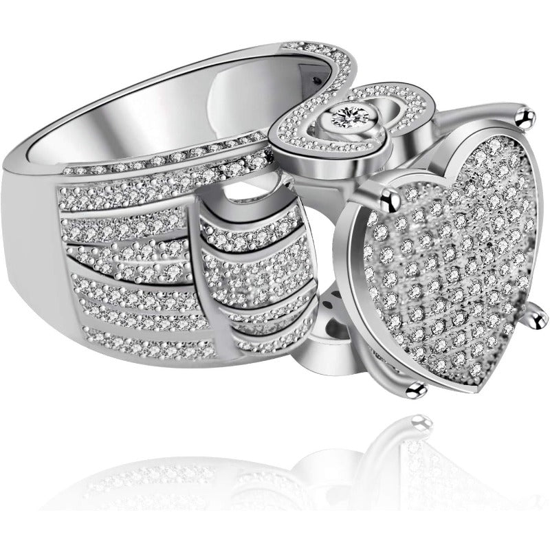 Double Heart Pave Ring