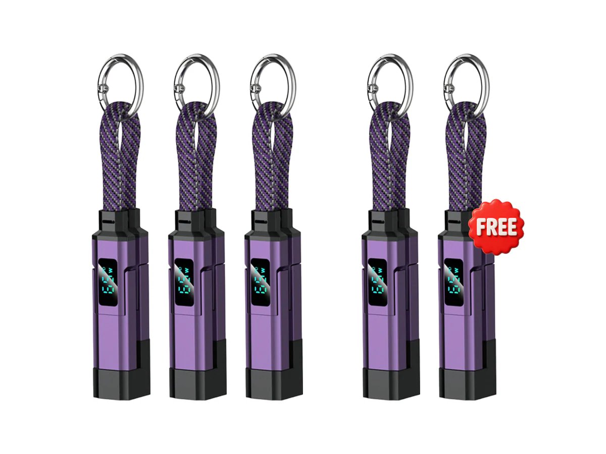 4-in-1 Digital Display Keychain Charging Cable
