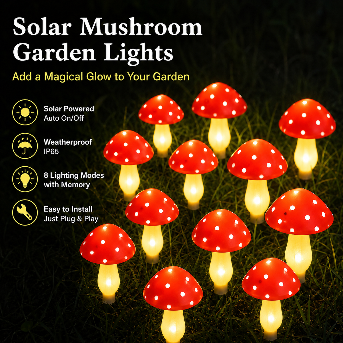 Whimsical Solar Mushroom Lights