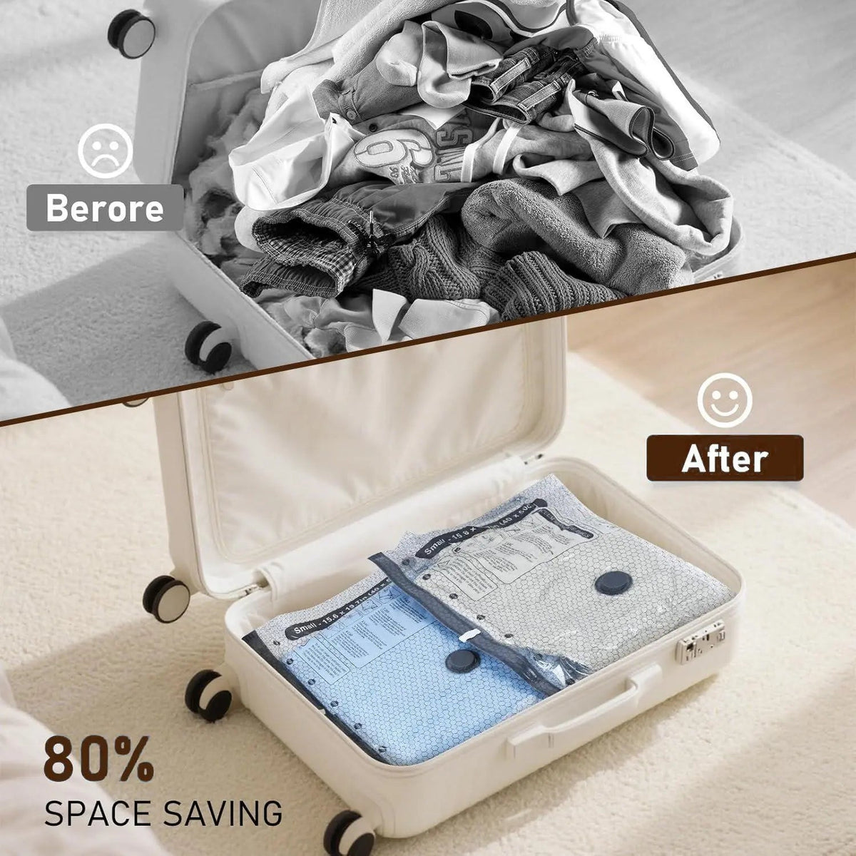 Vacuum Compression Bag — Space Saving, Reusable, Travel, Storage, Closet, Home