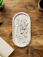 Oyster Shell Jesmonite Oval Tray
