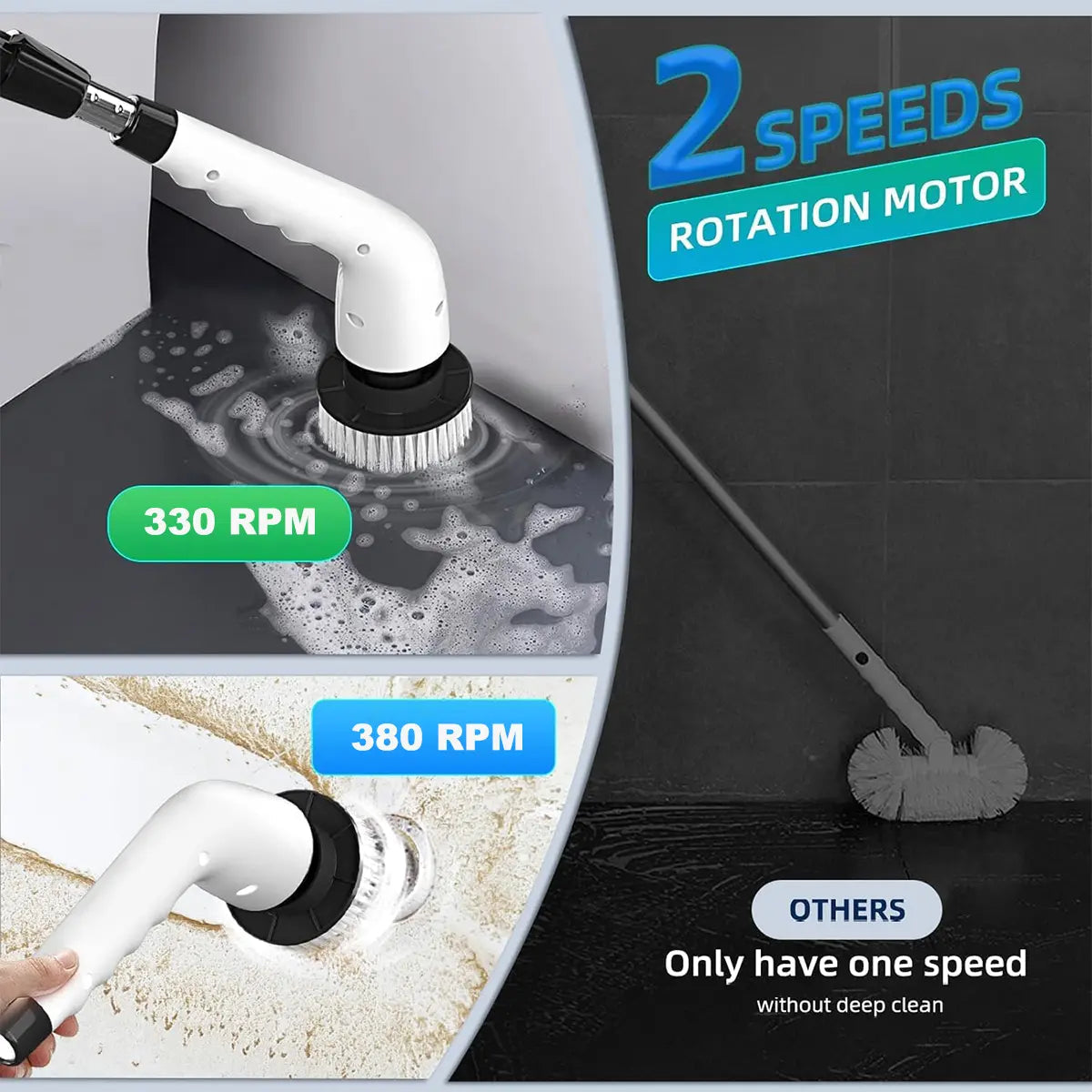 Cordless Electric Spin Scrubber — Rechargeable Power Cleaning, Handheld, Adjustable, Extendable, Multi-Surface