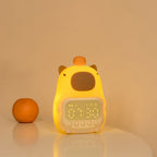 Satsus® Squishy Silicone Capybara Alarm Clock LED Night Light - Perfect Gift for Kids and Girls
