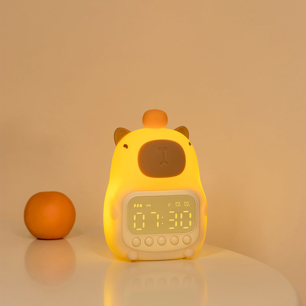 Satsus® Squishy Silicone Capybara Alarm Clock LED Night Light - Perfect Gift for Kids and Girls