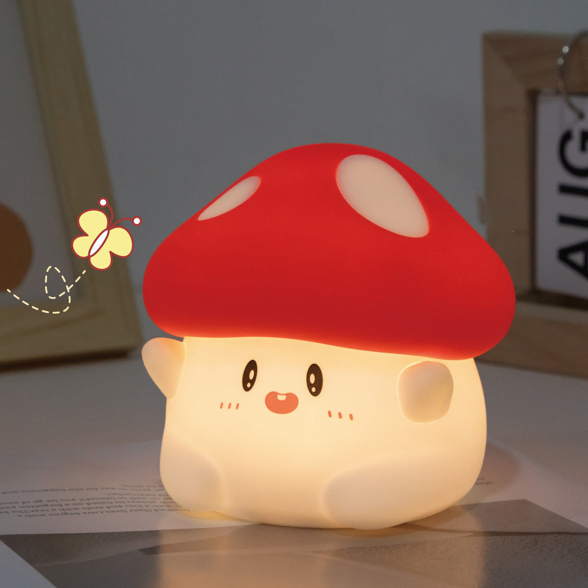 Satsus® Squishy Silicone Adorable Mushroom LED Night Light - Perfect Gift for Kids and Girls