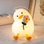 Satsus® Squishy Silicone Duck Flower LED Night Light - Perfect Gift for Kids and Girls