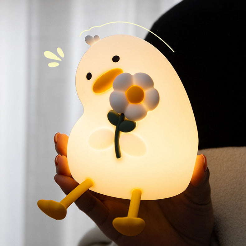Satsus® Squishy Silicone Duck Flower LED Night Light - Perfect Gift for Kids and Girls