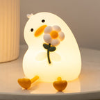 Satsus® Squishy Silicone Duck Flower LED Night Light - Perfect Gift for Kids and Girls