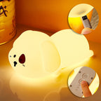 Satsus® Adorable Puppy Night Light LED Squishy Silicone Tap Lamp Best Gift for Baby and Girl