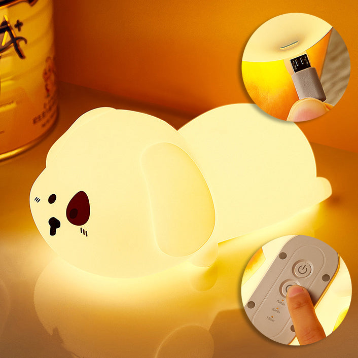 Satsus® Adorable Puppy Night Light LED Squishy Silicone Tap Lamp Best Gift for Baby and Girl