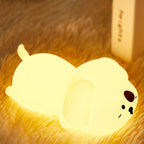 Satsus® Adorable Puppy Night Light LED Squishy Silicone Tap Lamp Best Gift for Baby and Girl