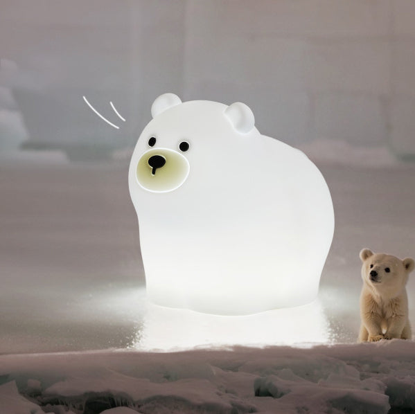 Satsus® Squishy Silicone Little White Bear LED Night Light - Perfect Gift for Kids and Girls