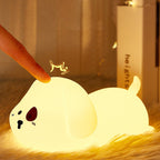 Satsus® Adorable Puppy Night Light LED Squishy Silicone Tap Lamp Best Gift for Baby and Girl