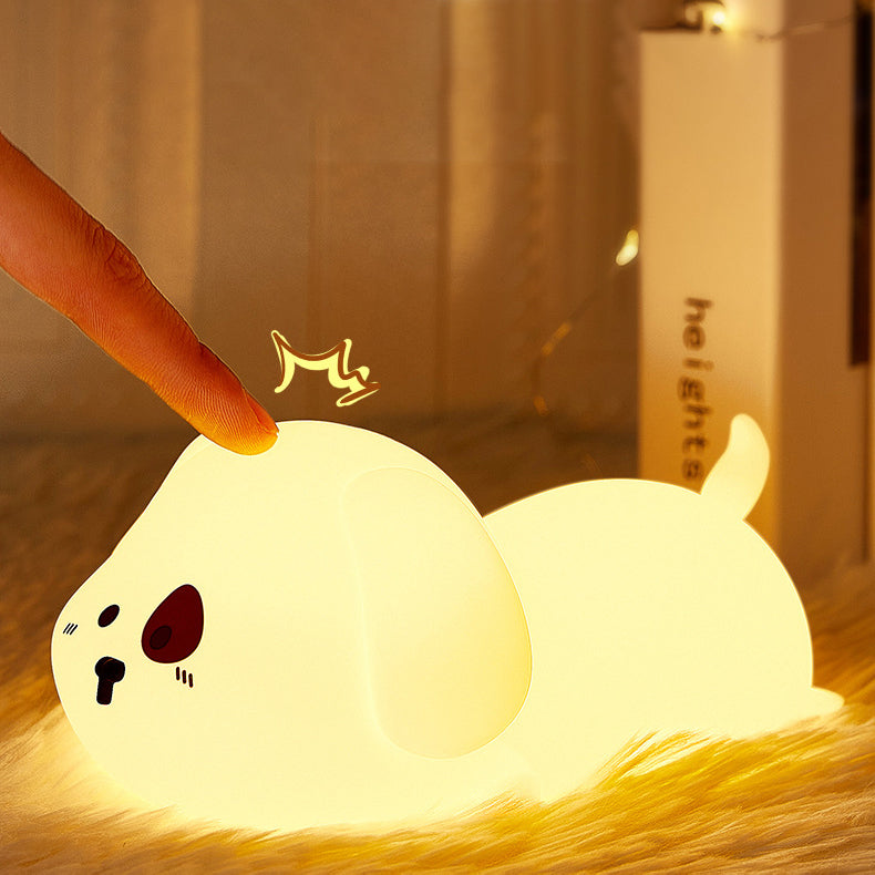 Satsus® Adorable Puppy Night Light LED Squishy Silicone Tap Lamp Best Gift for Baby and Girl