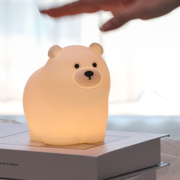 Satsus® Squishy Silicone Little White Bear LED Night Light - Perfect Gift for Kids and Girls