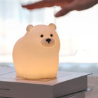 Satsus® Squishy Silicone Little White Bear LED Night Light - Perfect Gift for Kids and Girls