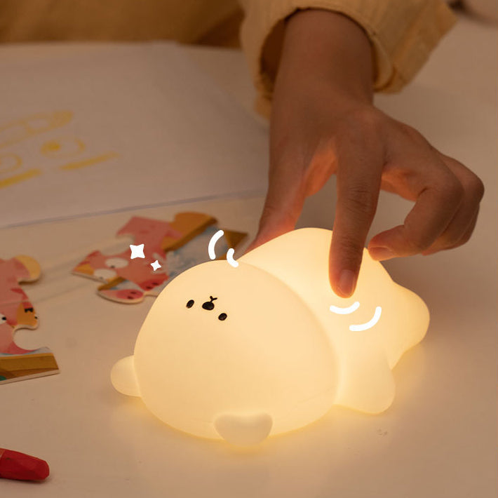 Satsus® Breathing Bear Snuggly  Squishy Silicone Sleeping Companion Sound LED Night Light Perfect Gift