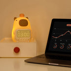 Satsus® Squishy Silicone Capybara Alarm Clock LED Night Light - Perfect Gift for Kids and Girls