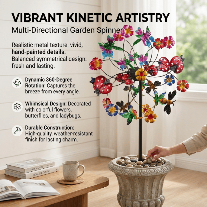 Outdoors Wind Spinners with Decorative Flowers