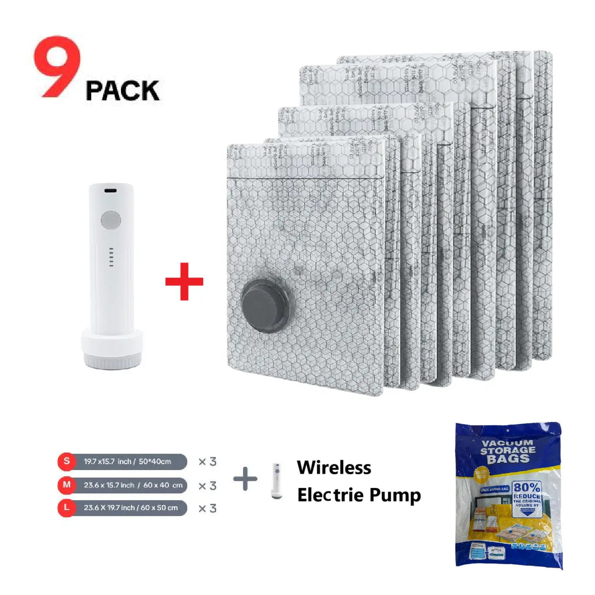Vacuum Compression Bag — Space Saving, Reusable, Travel, Storage, Closet, Home
