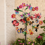 Outdoors Wind Spinners with Decorative Flowers