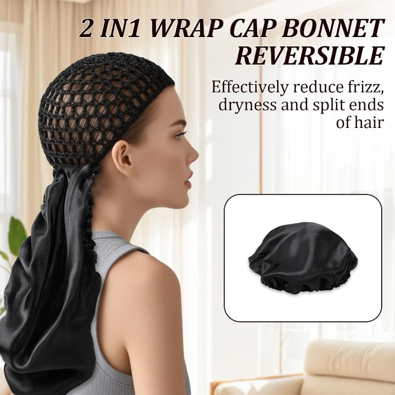 2-in-1 Satin Mesh Hair Wrap