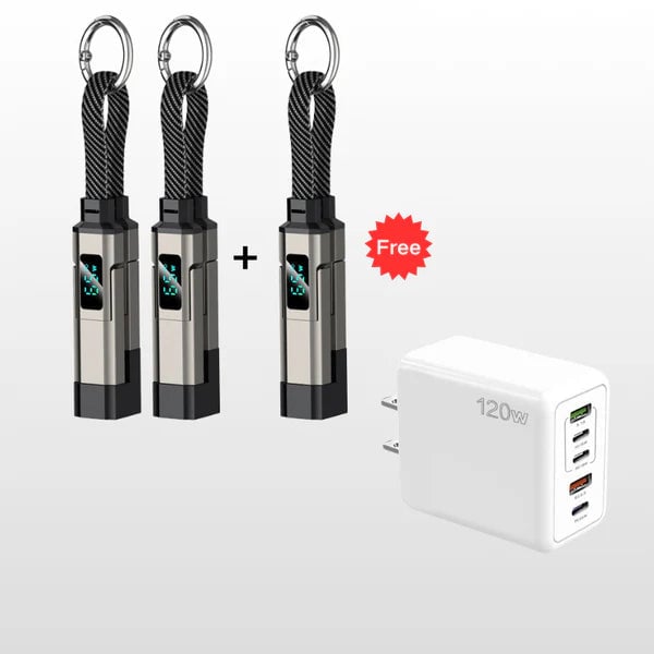 4-in-1 Digital Display Keychain Charging Cable
