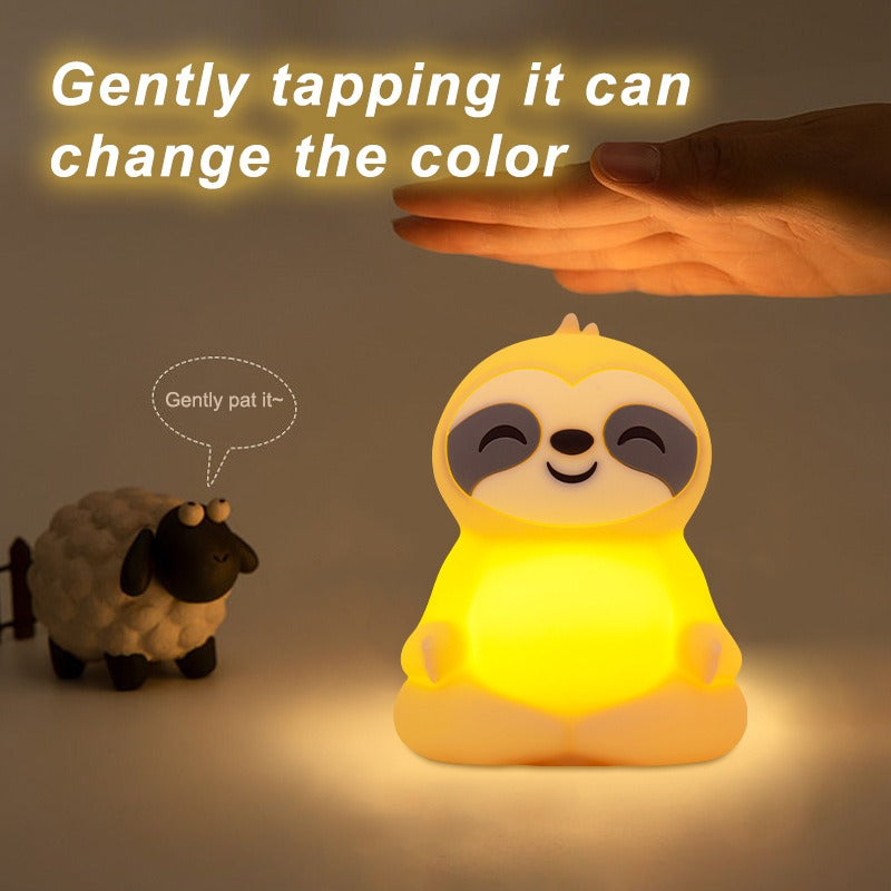 Satsus® Meditating Sloth Squishy Silicone  Calm Glow Night Light Sitting Pose Lamp Perfect Gift