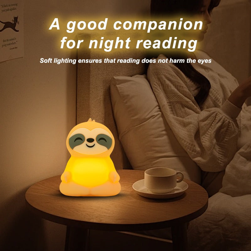 Satsus® Meditating Sloth Squishy Silicone  Calm Glow Night Light Sitting Pose Lamp Perfect Gift