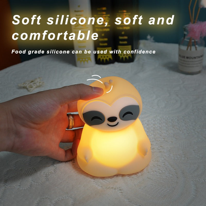 Satsus® Meditating Sloth Squishy Silicone  Calm Glow Night Light Sitting Pose Lamp Perfect Gift