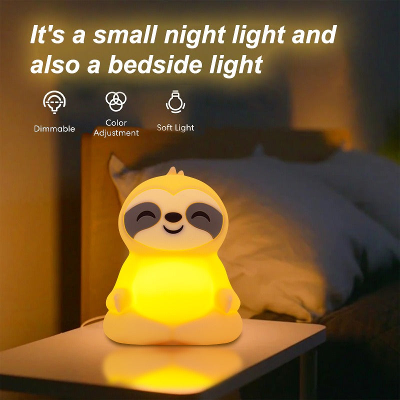 Satsus® Meditating Sloth Squishy Silicone  Calm Glow Night Light Sitting Pose Lamp Perfect Gift