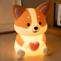Satsus® Corgi with Heart Silicone Night Light Cute Puppy Paw Pads Cozy Decor Perfect Gift
