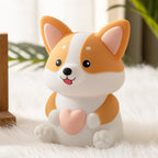 Satsus® Corgi with Heart Silicone Night Light Cute Puppy Paw Pads Cozy Decor Perfect Gift