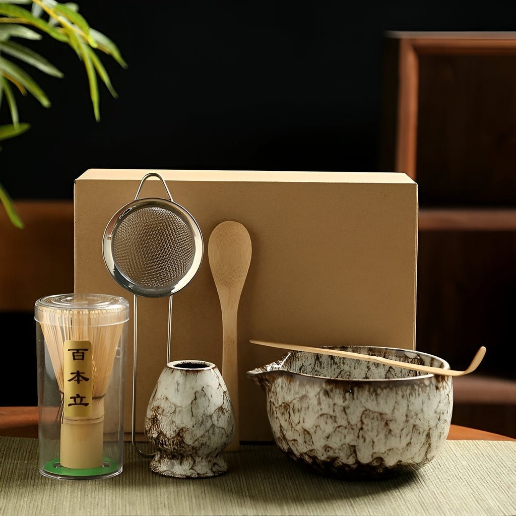 Satsus| Traditional Matcha Tea Set – 6-Piece Authentic Japanese Matcha Kit – Premium Bamboo & Ceramic