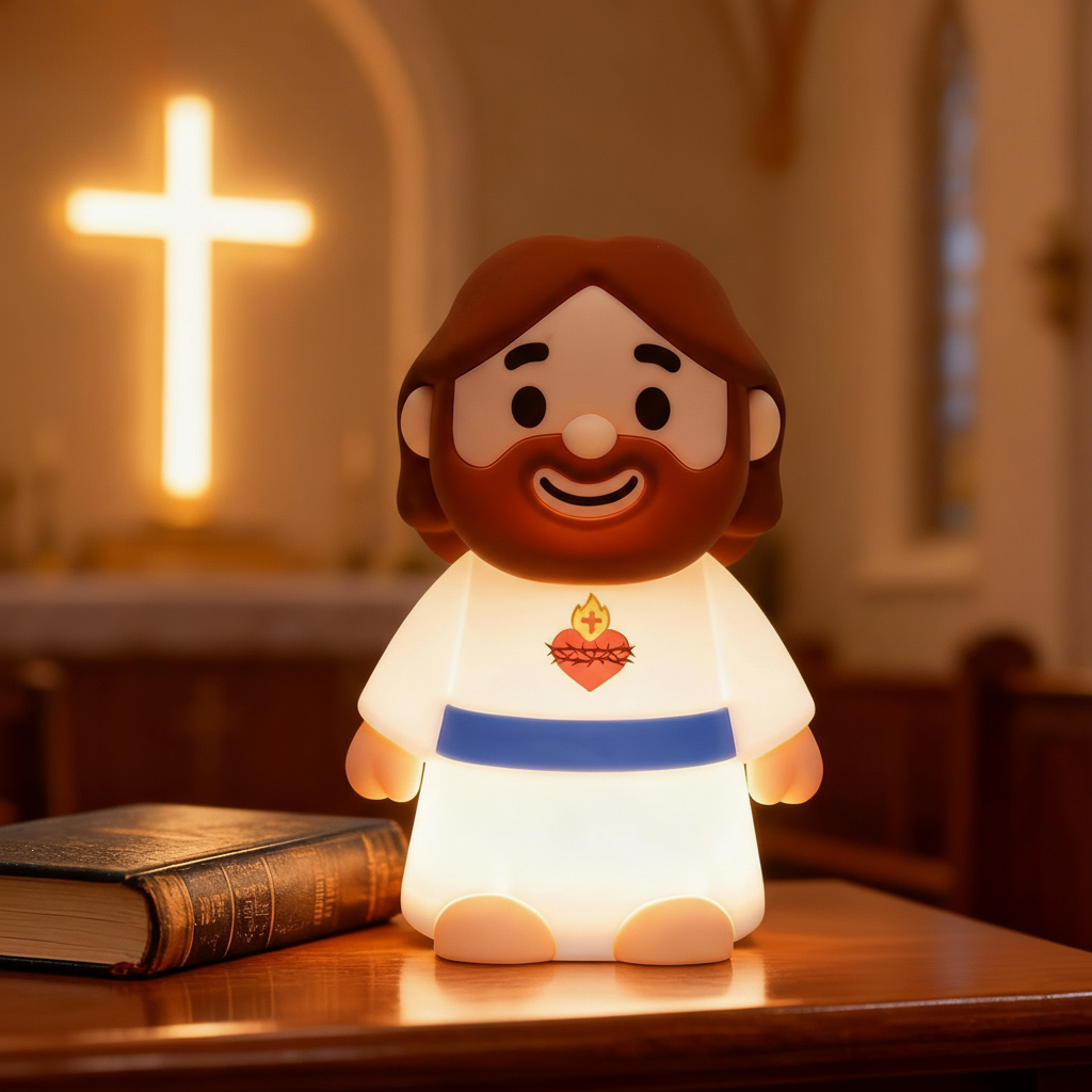 Satsus® Jesus Peaceful Spiritual Silicone Squishy Night Light Prayer Corner Holy Figure Lamp for Perfect Gift